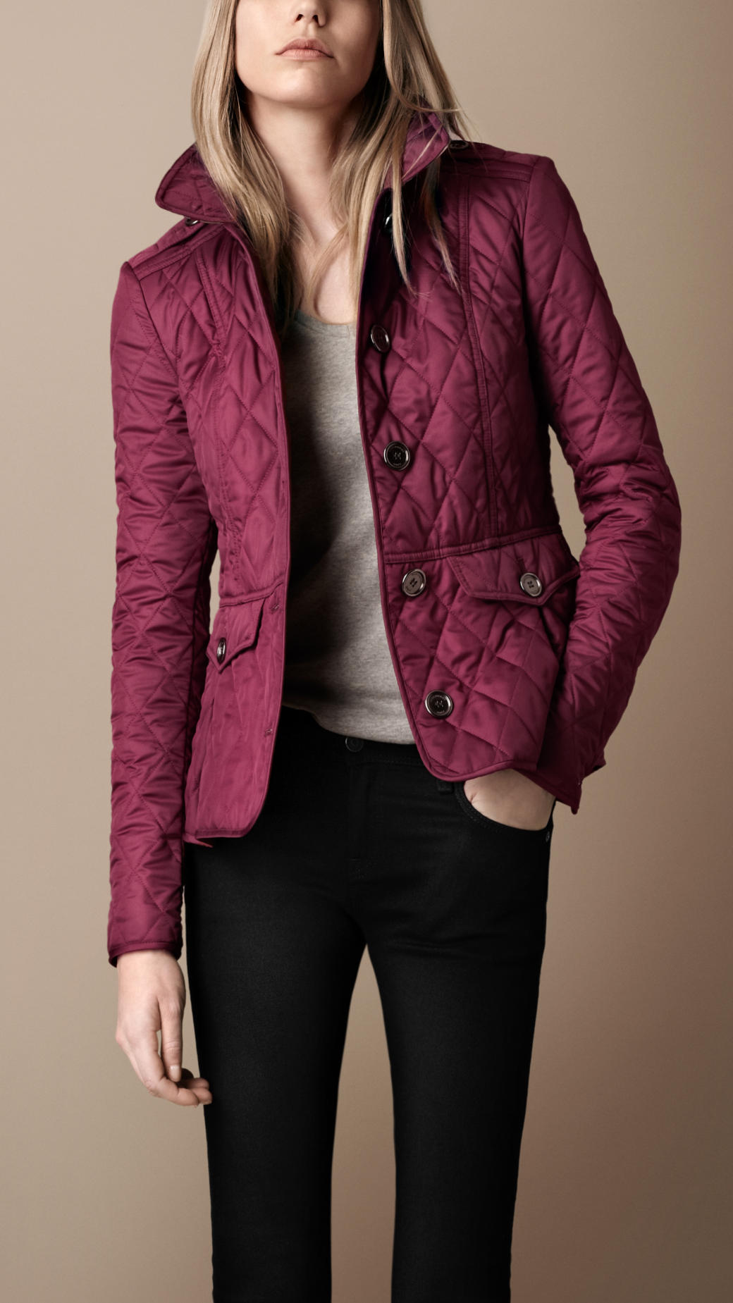 Lyst - Burberry Brit Fitted Quilted Jacket in Purple