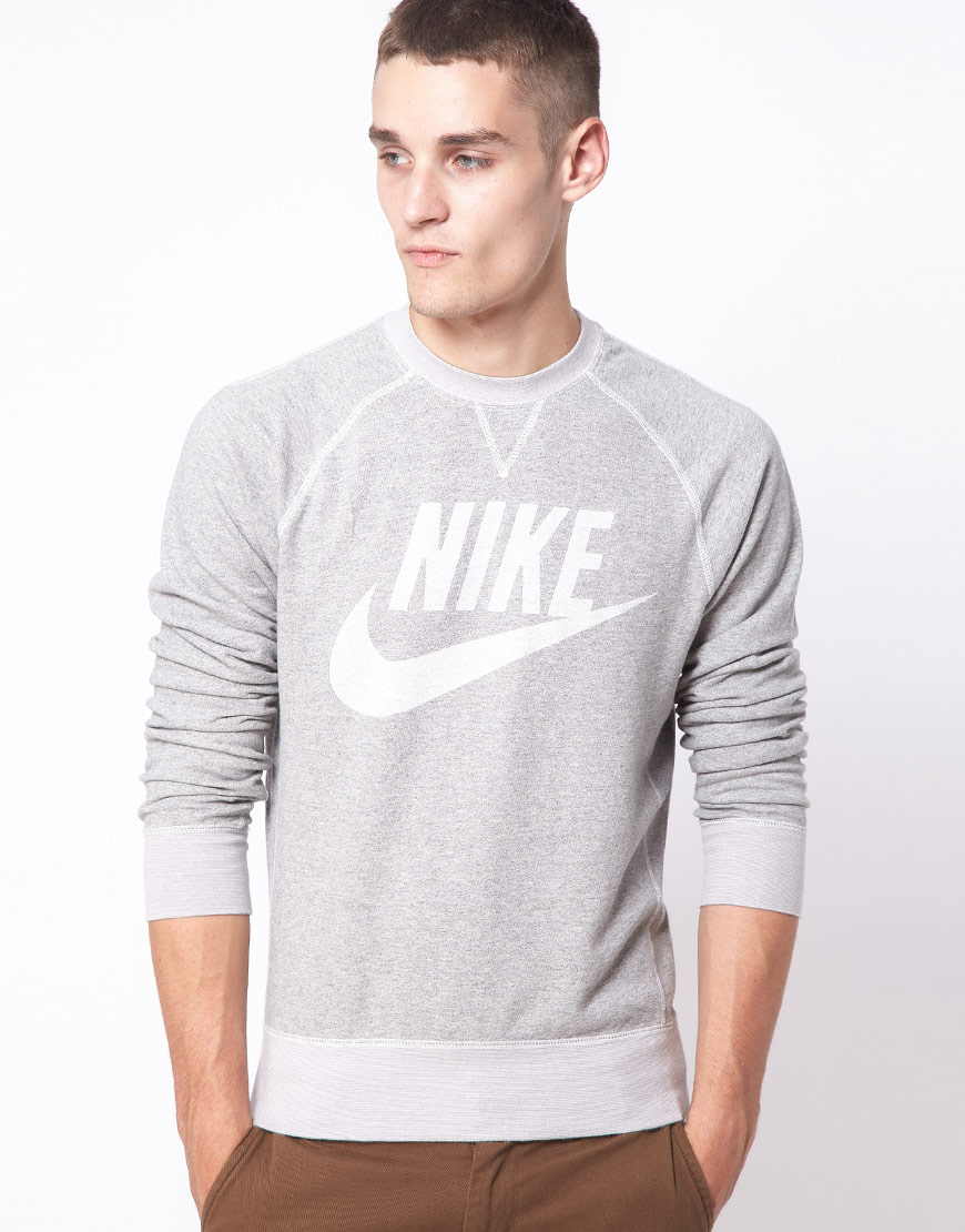 Download Nike Vintage Marl Crew Neck Sweatshirt in Gray for Men - Lyst