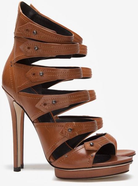 B Brian Atwood Exclusive Strappy Booties in Brown (cognac) | Lyst