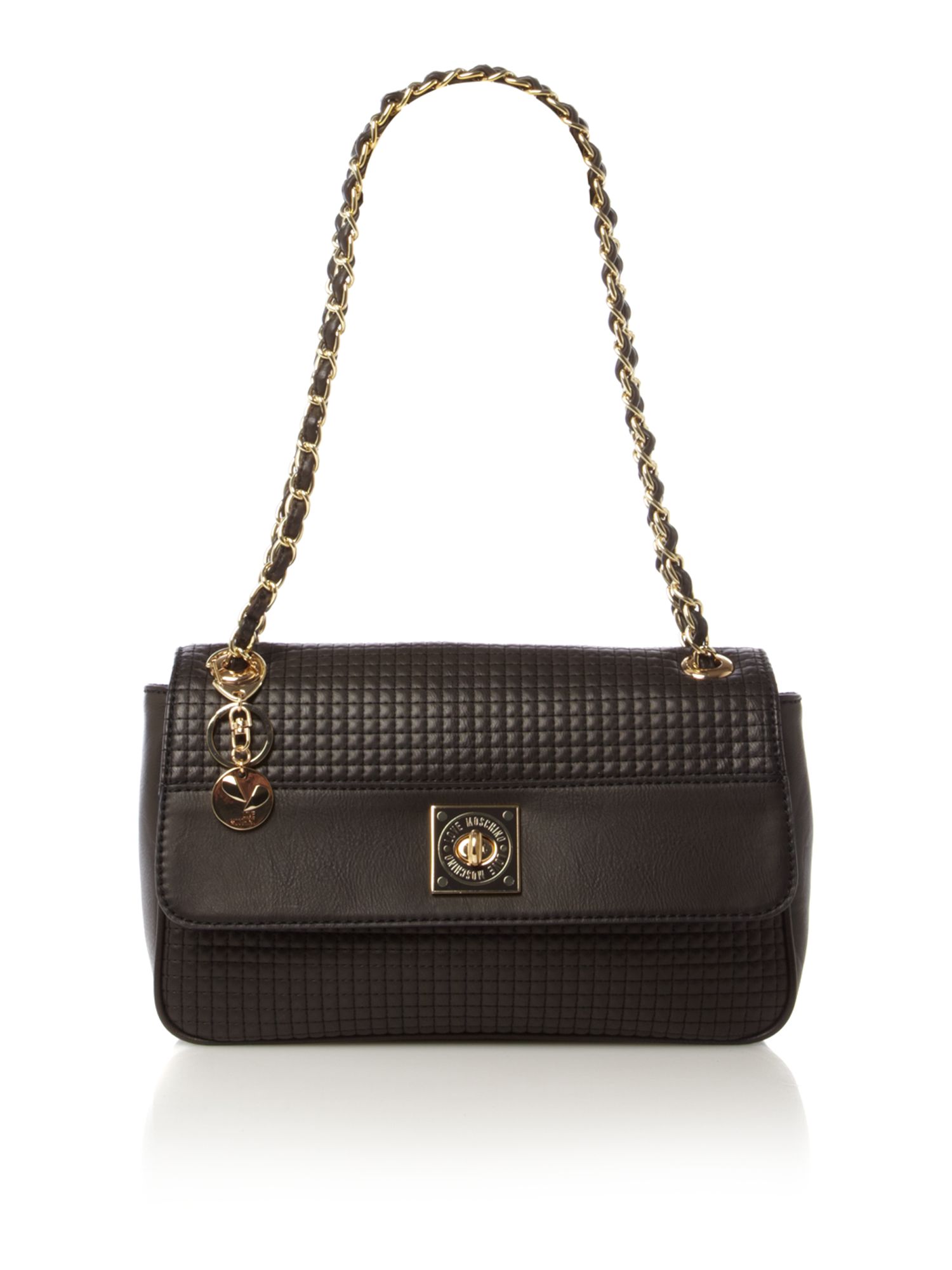 Love Moschino Super Quilted Flapover Shoulder Bag in Black | Lyst