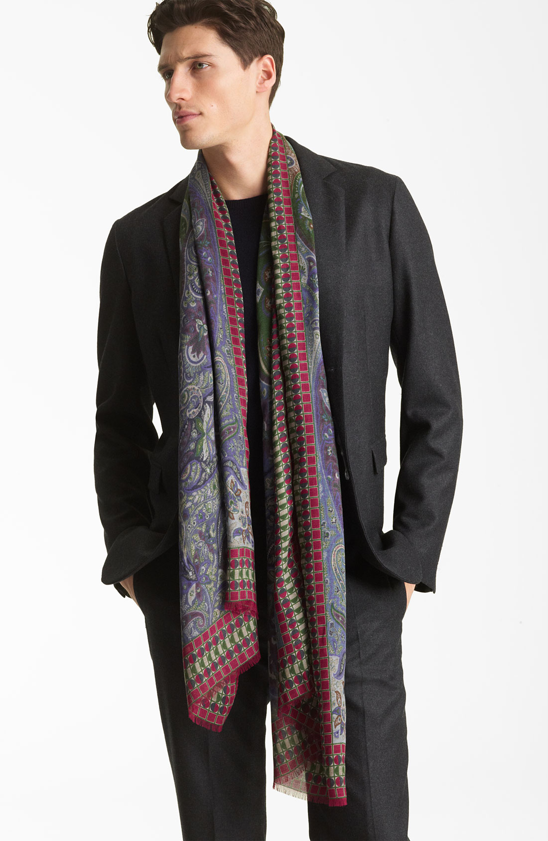 Etro Paisley Print Scarf in Blue for Men (navy) | Lyst