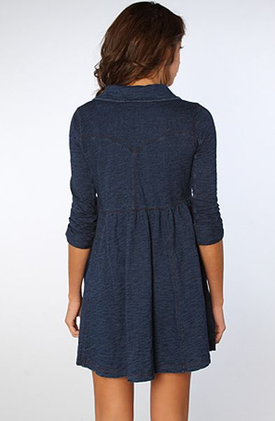 Free People The Knit Denim Shirt Dress in Blue (denim) | Lyst