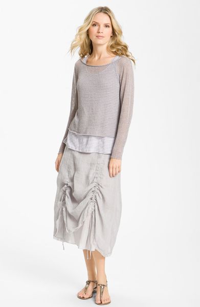 Eileen Fisher Linen Skirt in Silver | Lyst