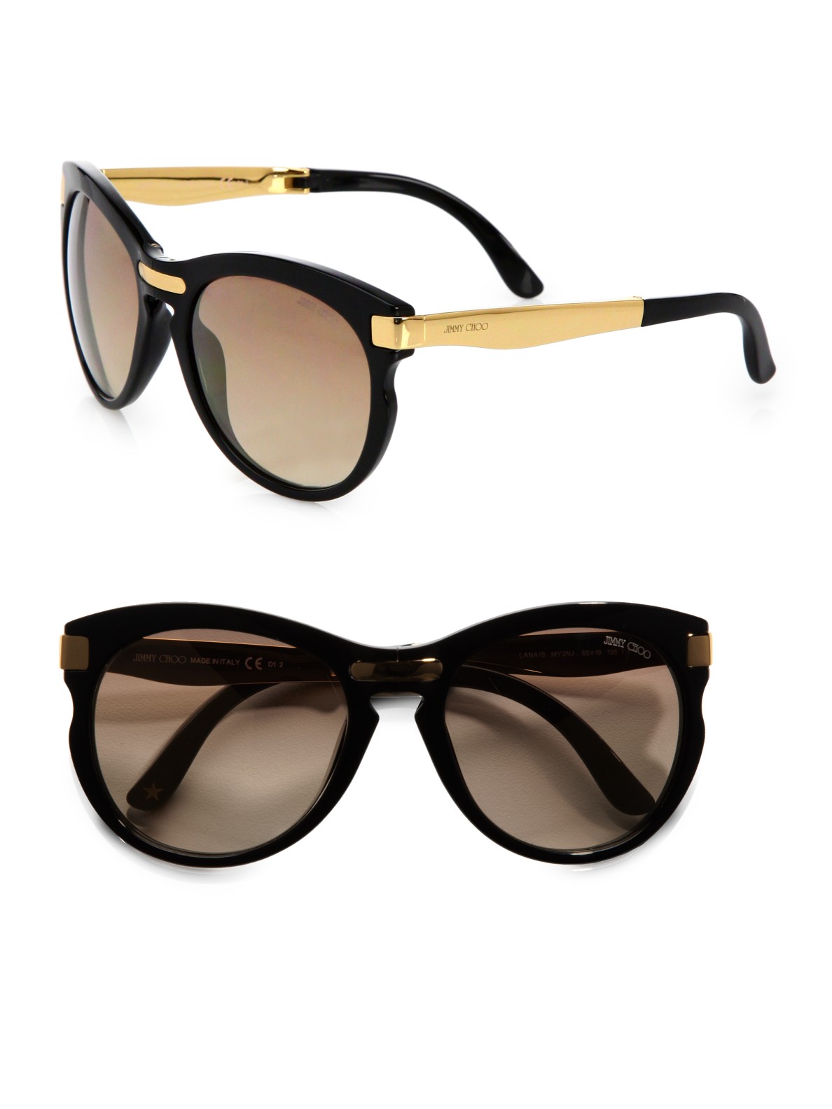 Jimmy choo Plastic Metal Foldable Sunglasses in Black Lyst