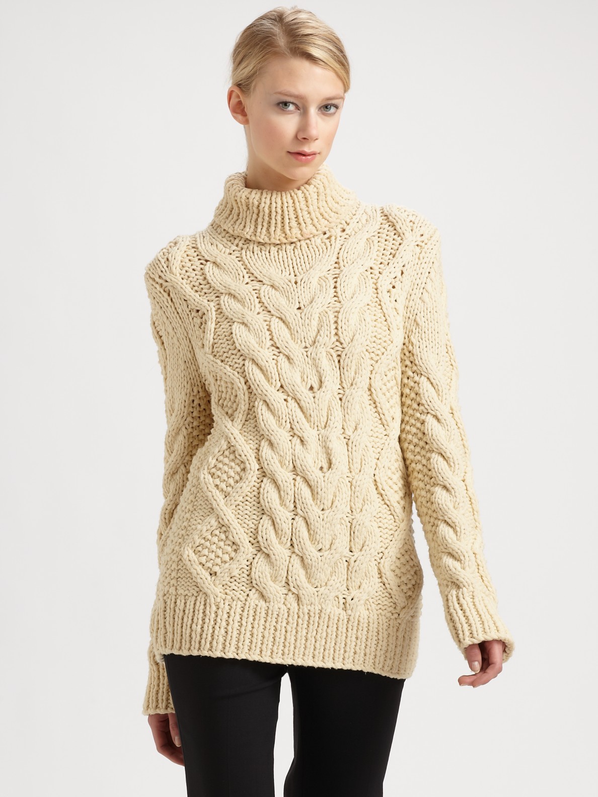 Michael kors Cableknit Sweater in Natural | Lyst