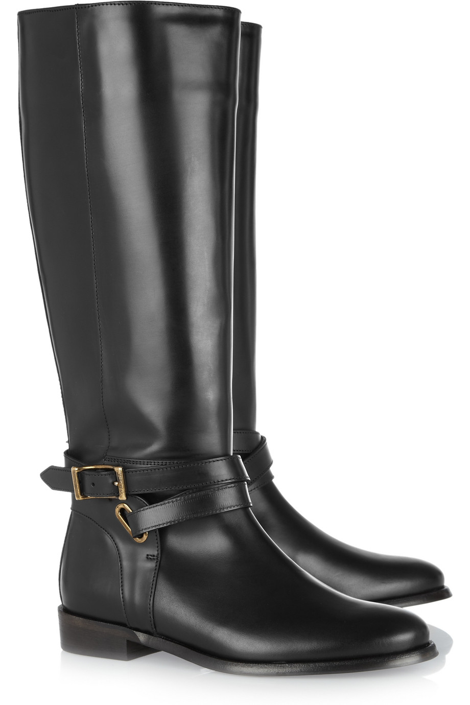 Lyst - Burberry Leather Riding Boots in Black