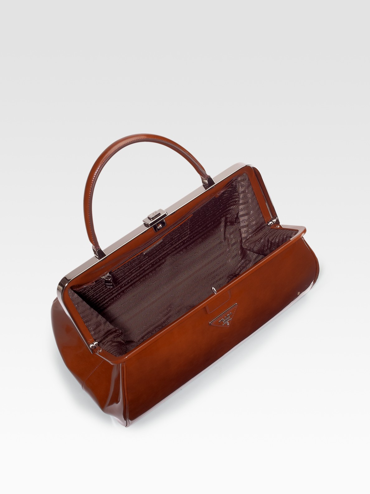 Prada Spazzolato Frame Bag in Brown (tobacco) | Lyst