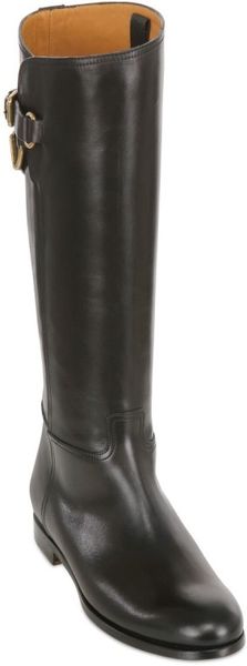 Ralph Lauren 15mm Sachi Buckled Riding Style Boots in Black | Lyst