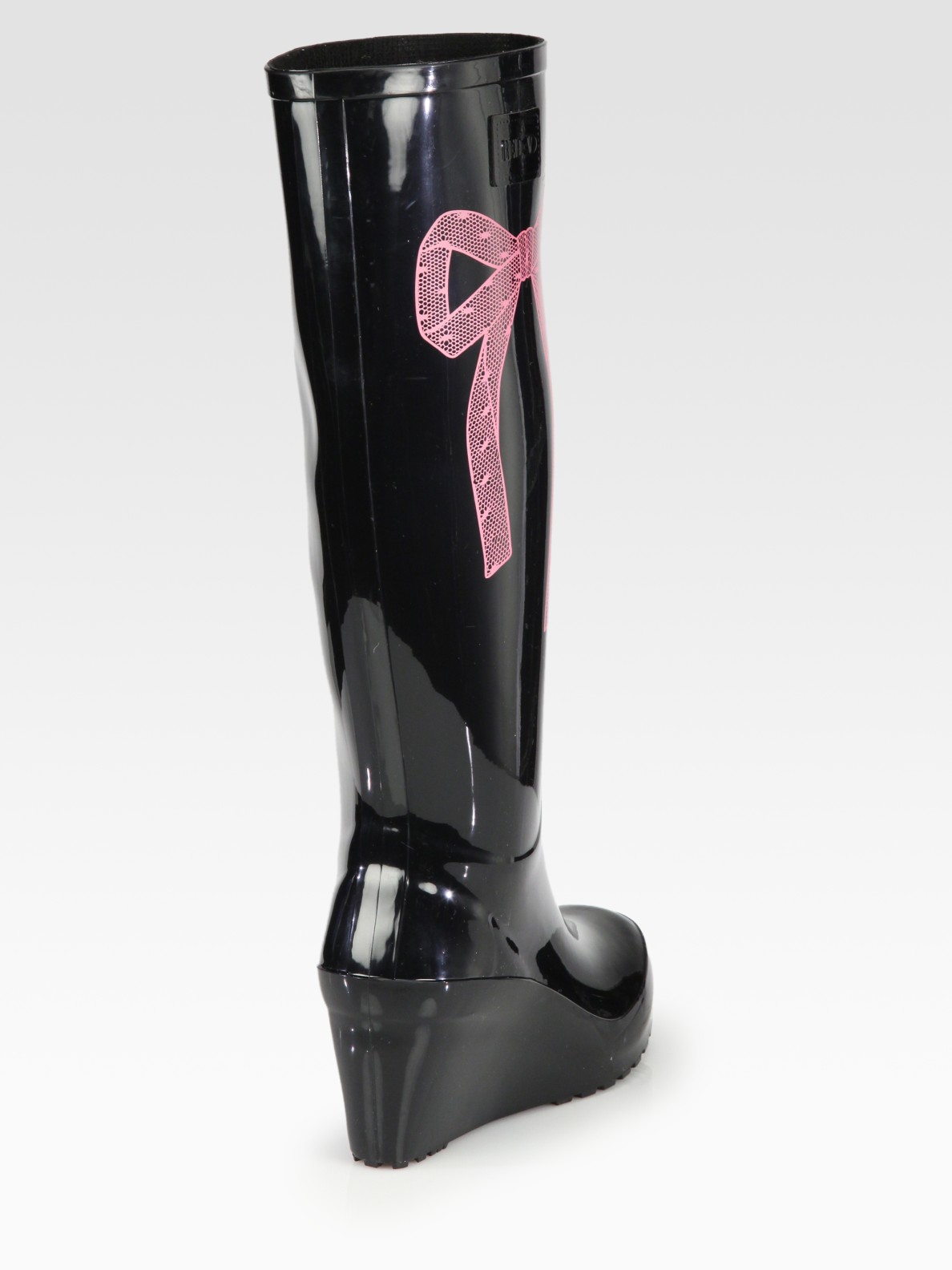 red wedge rain boots