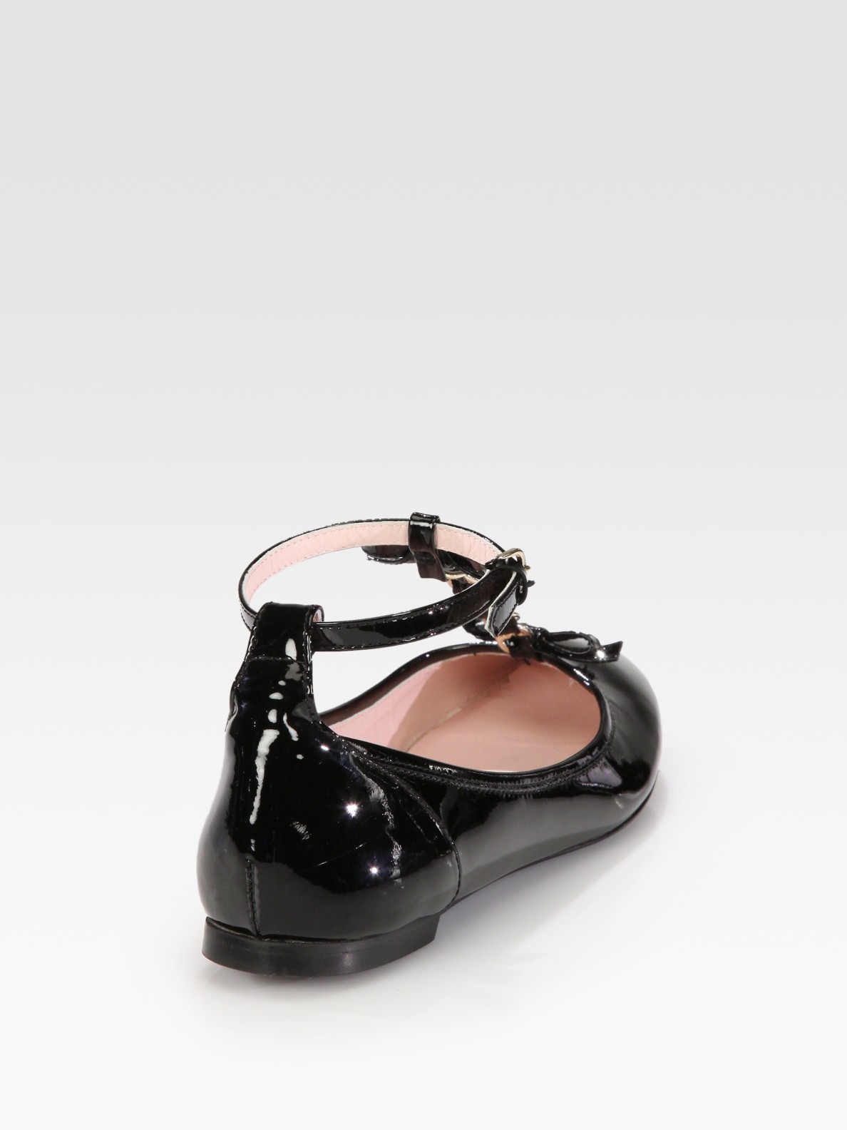 Red valentino Patent Leather Bow T-Strap Ballet Flats in 