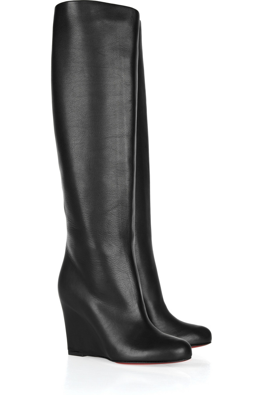 Christian louboutin Zepita 85 Leather Wedge Boots in Black | Lyst