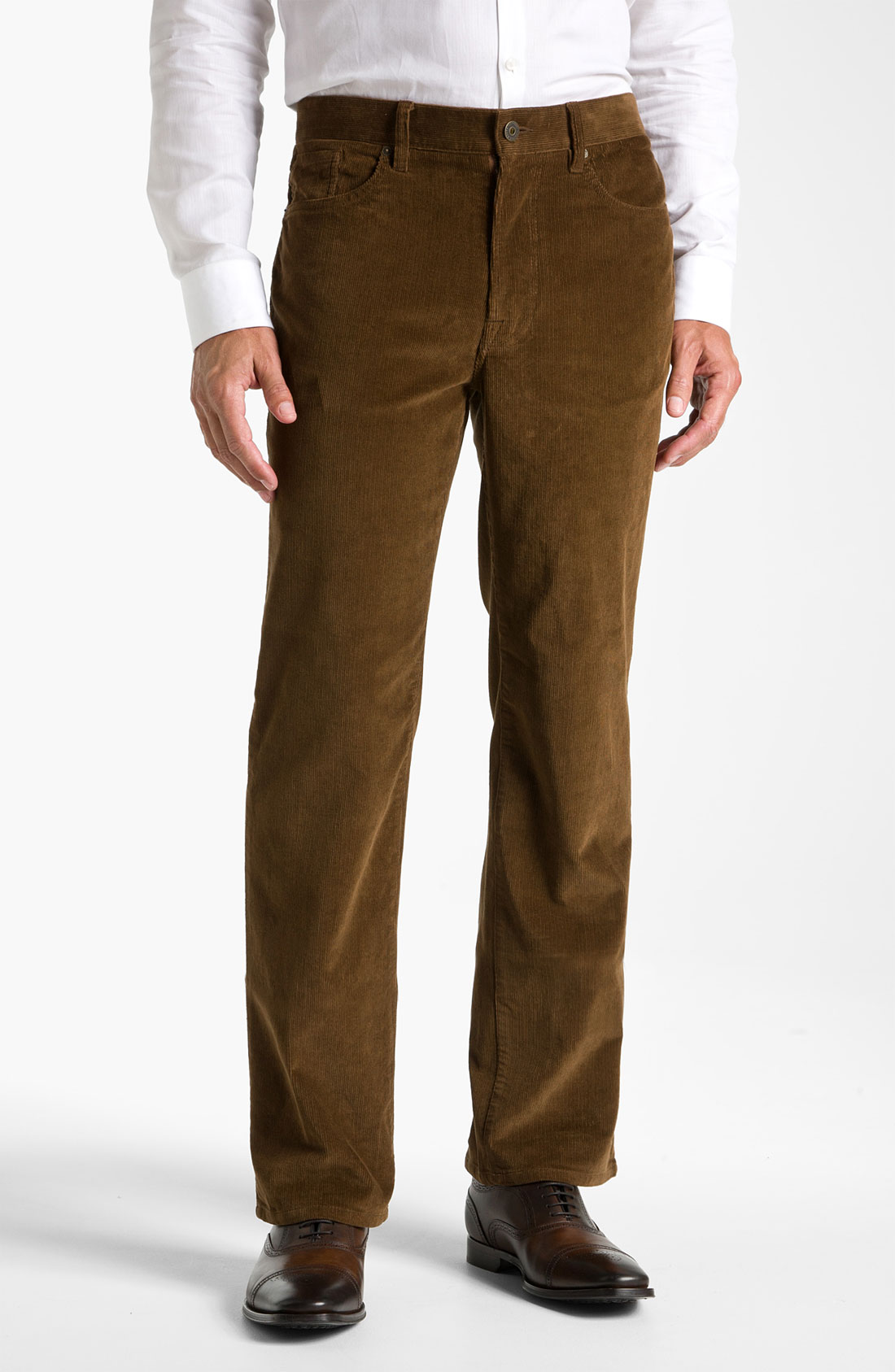 Hart Schaffner Marx Flat Front Corduroy Trousers in Brown for Men | Lyst