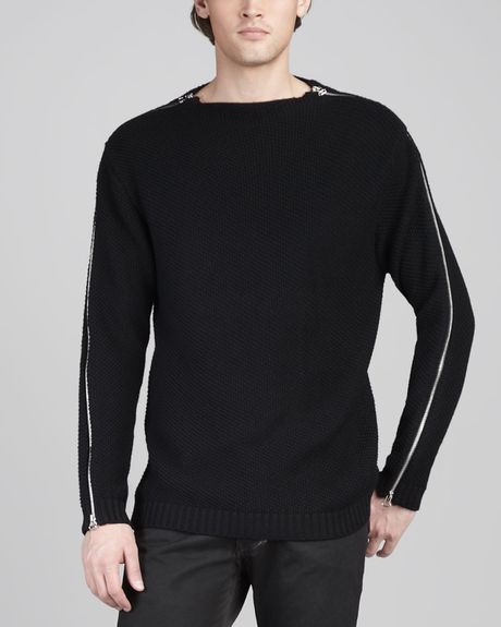 Balmain Zipsleeve Sweater in Black for Men | Lyst