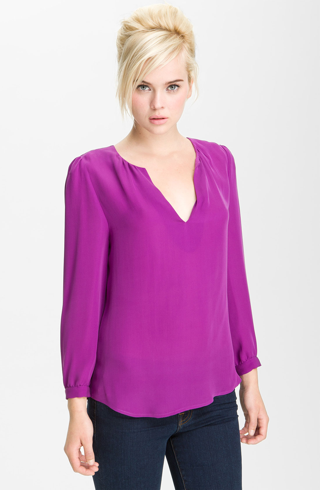 Joie Pearline Silk Blouse in Purple (rich grape) | Lyst