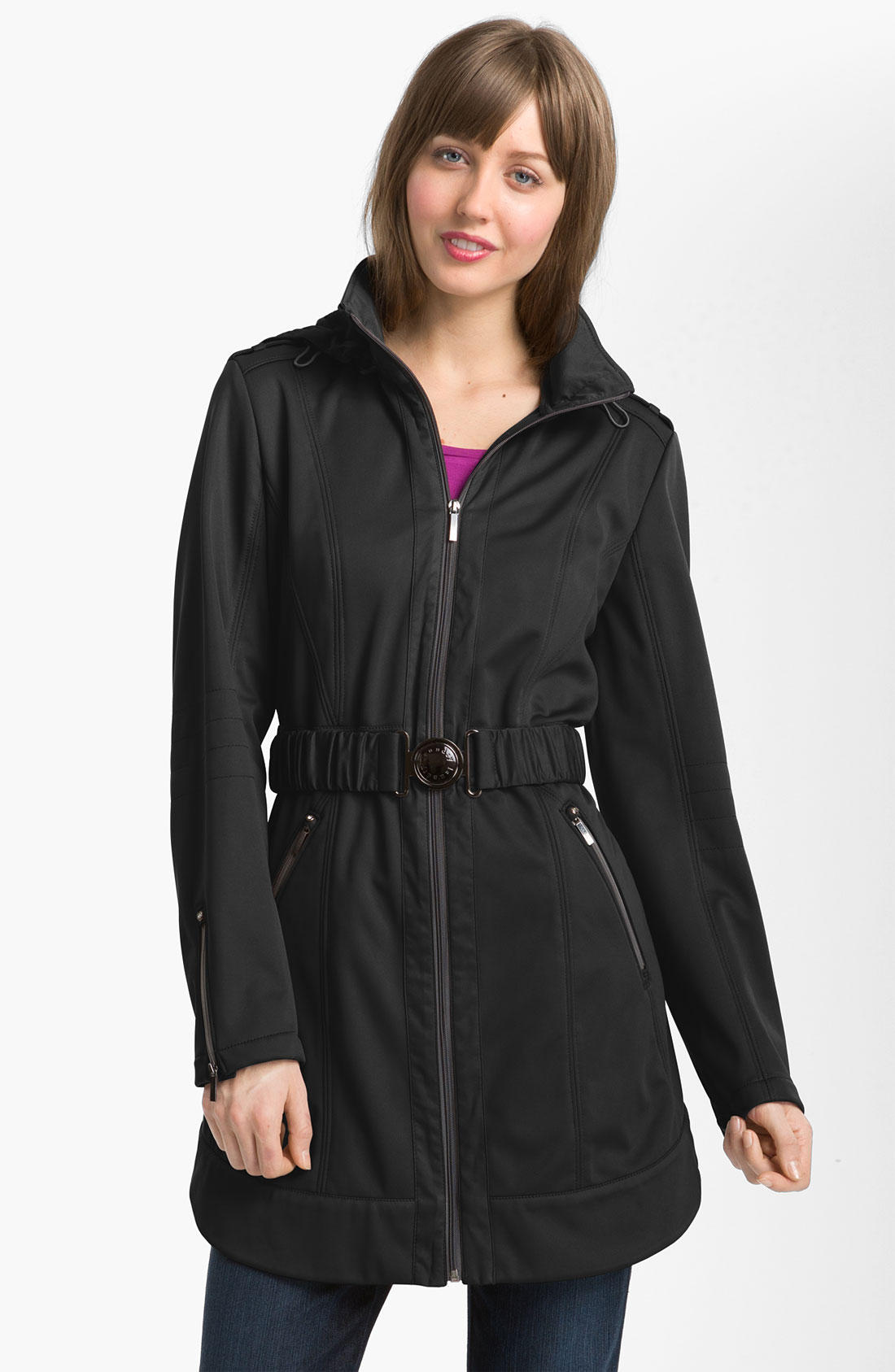 Laundry By Shelli Segal Softshell Jacket with Detachable Hood in Black ...