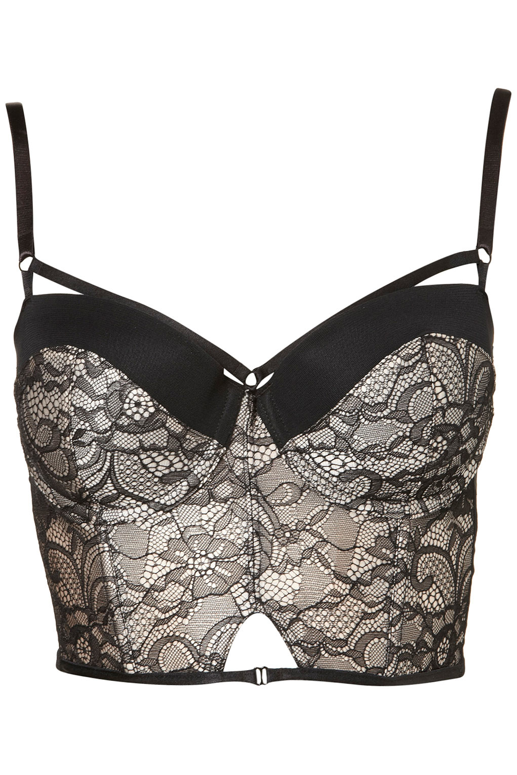 Lyst - Topshop Harness Lace Bralet in Black