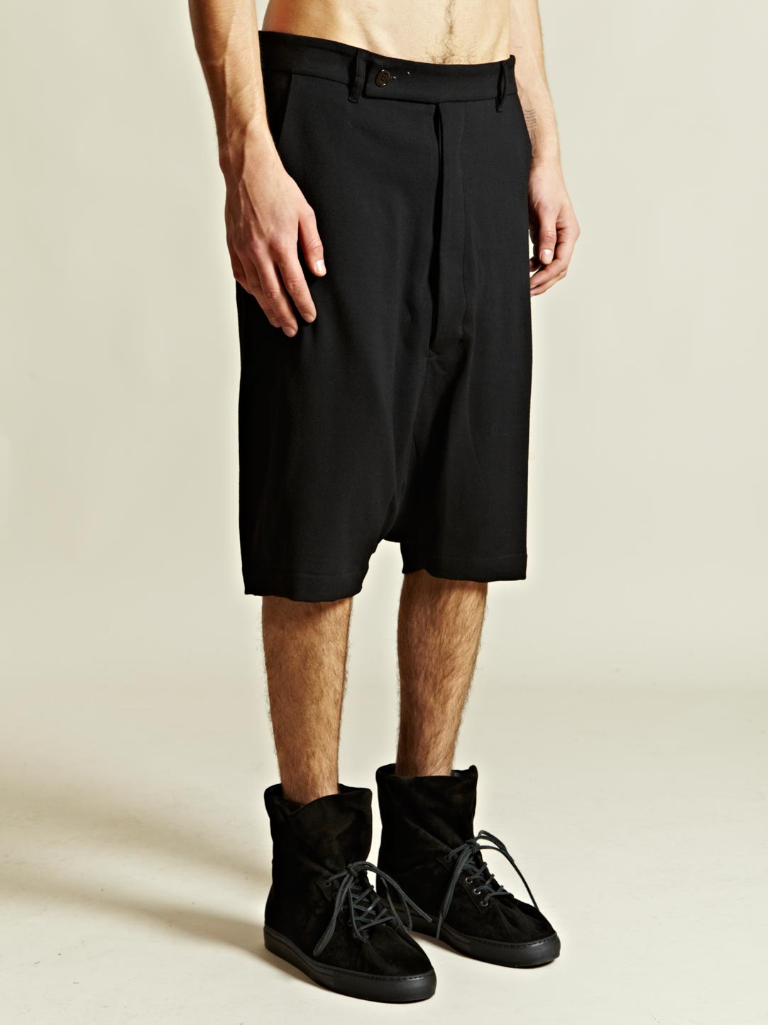 Rick Owens Rick Owens Mens Tailored New Wool Pod Shorts in Black for ...
