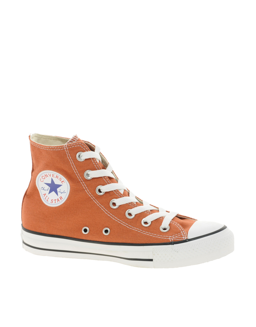 Converse All Star High Top Trainers in Orange (rust) | Lyst