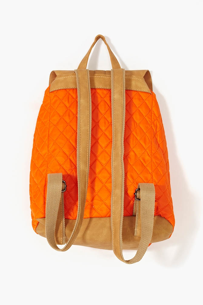 orange quilted handbag