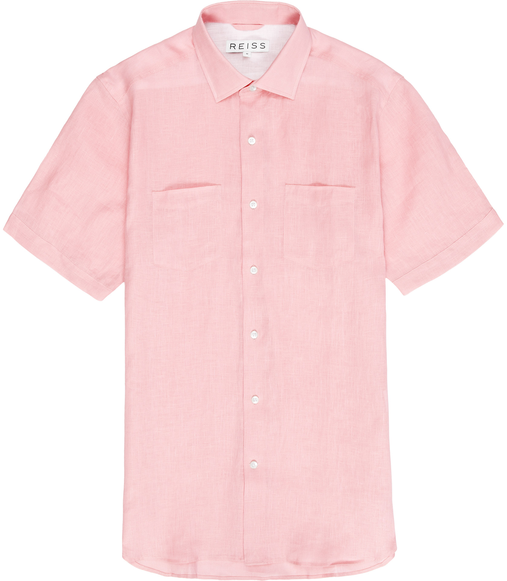 Reiss Short Sleeve Linen Shirt in Pink for Men | Lyst