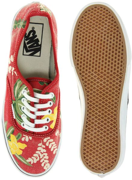 Vans Authentic Slim Hawaiian Print Lace Up Sneakers in Red (redhawaiian ...