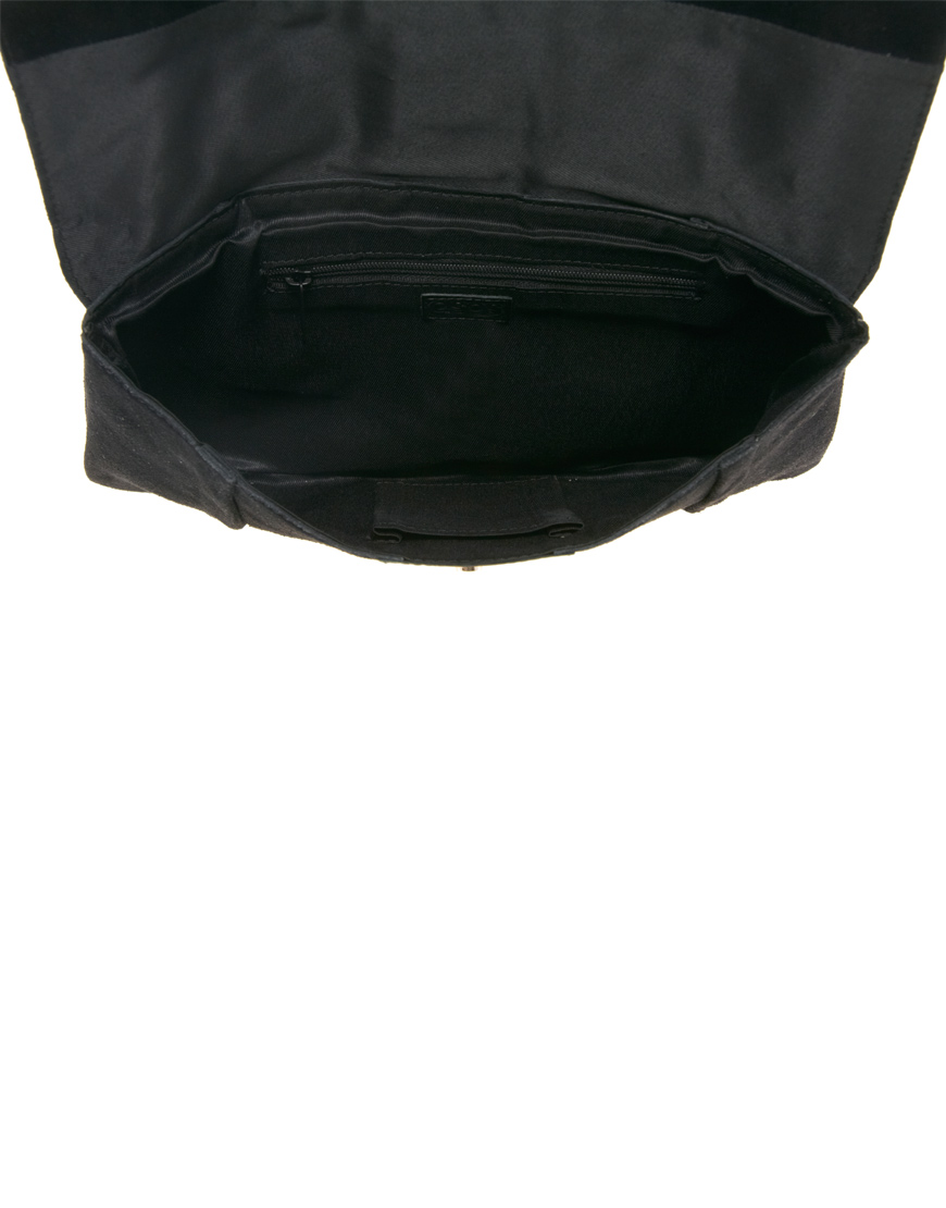 Lyst Asos Leather Panelled Clutch in Black