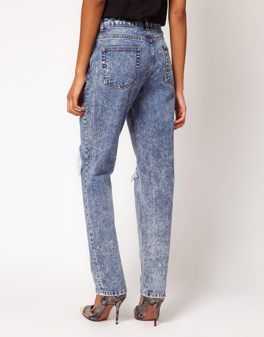 Lyst - Asos Collection Asos Acid Wash Boyfriend Jeans with Rip Detail ...