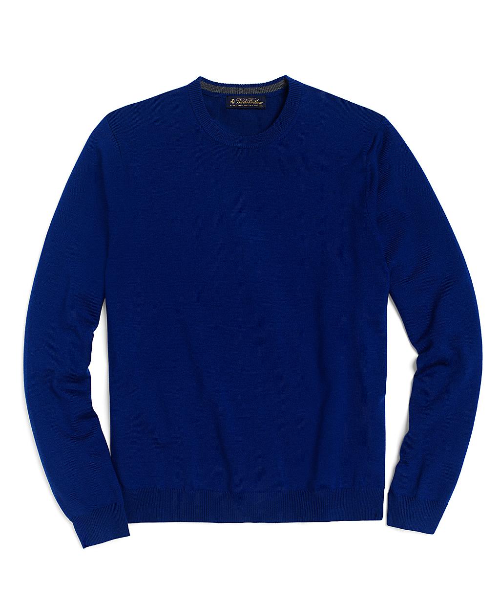 Brooks Brothers Merino Crewneck Sweater in Blue for Men (royal-blue) | Lyst