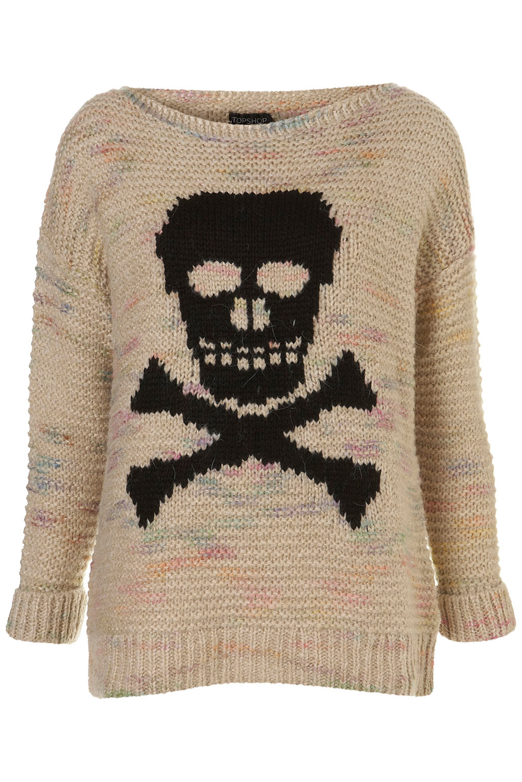 Knitted Skull Motif Jumper in Natural Lyst