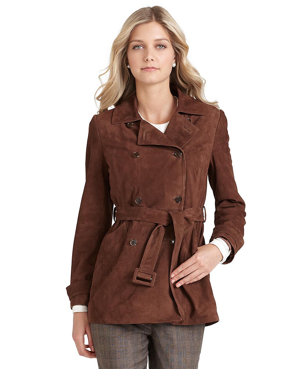 Lyst - Brooks Brothers Suede Trench Coat in Brown