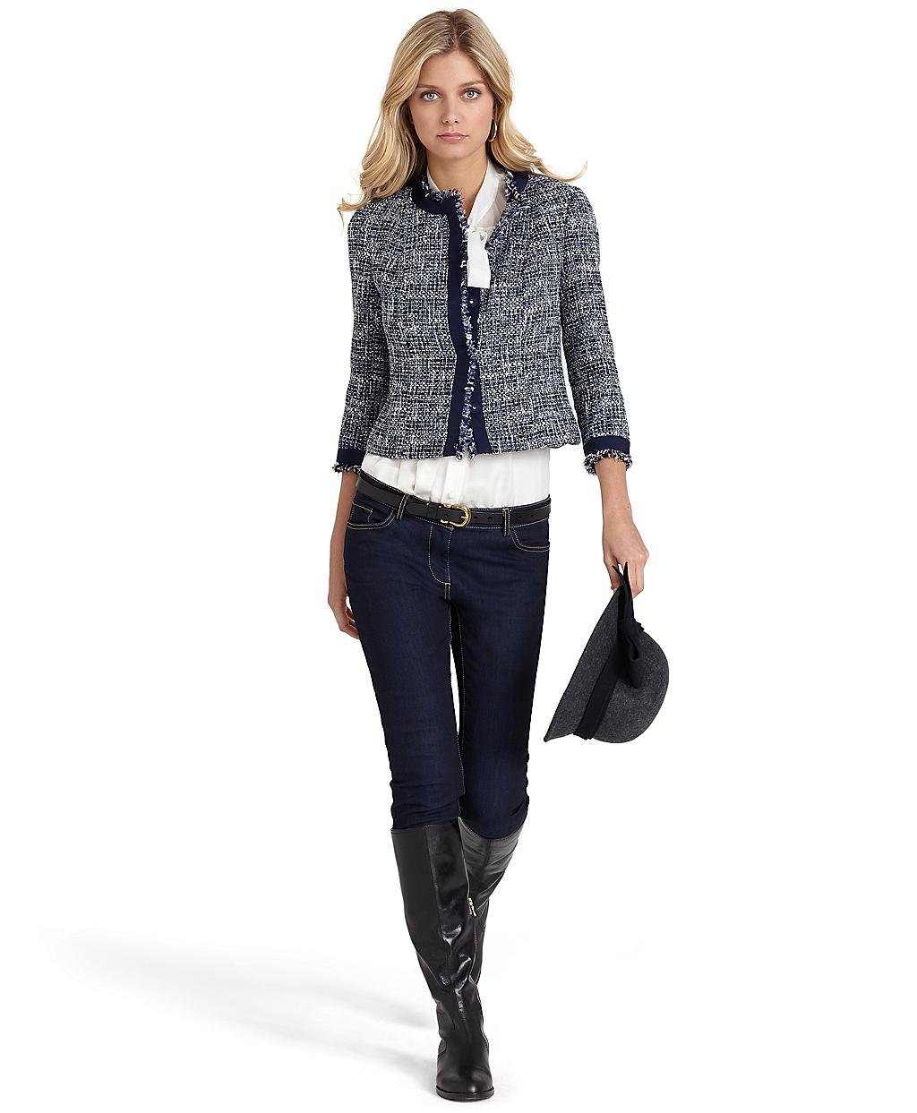 Lyst - Brooks brothers Wool Blend Boucle Jacket in Blue