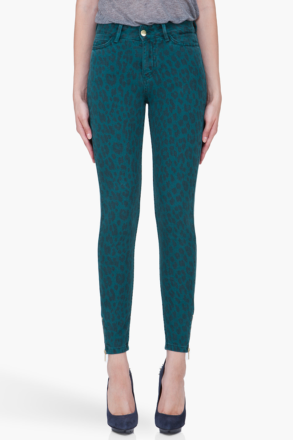 By Malene Birger Teal Leopard Print Zanabi Jeans in Blue - Lyst