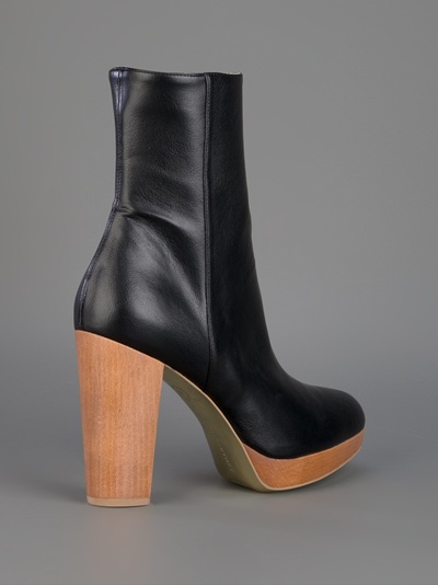 knee high boots with wooden heel