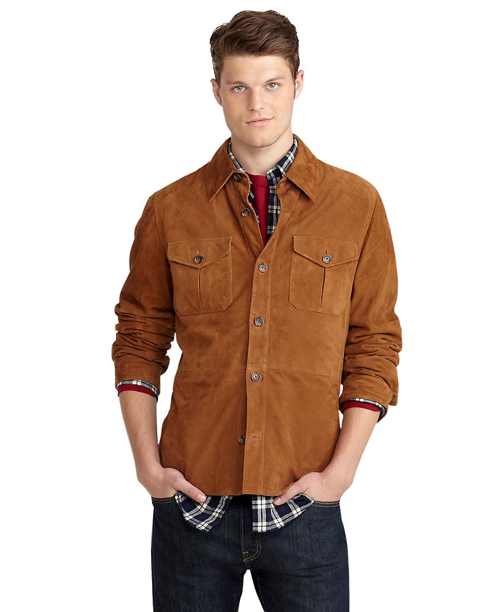 Brooks brothers Suede Shirt Jacket in Brown for Men | Lyst