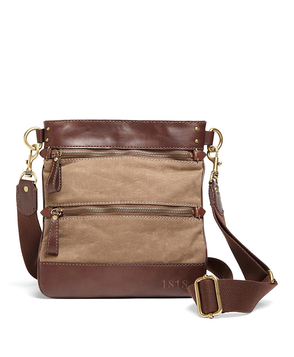 Lyst - Brooks Brothers Waxed Cotton Canvas Crossbody Bag in Brown