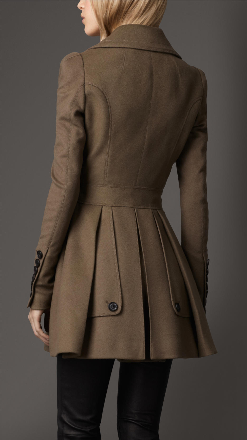 Lyst - Burberry Fitted Wool Cashmere Pea Coat in Brown