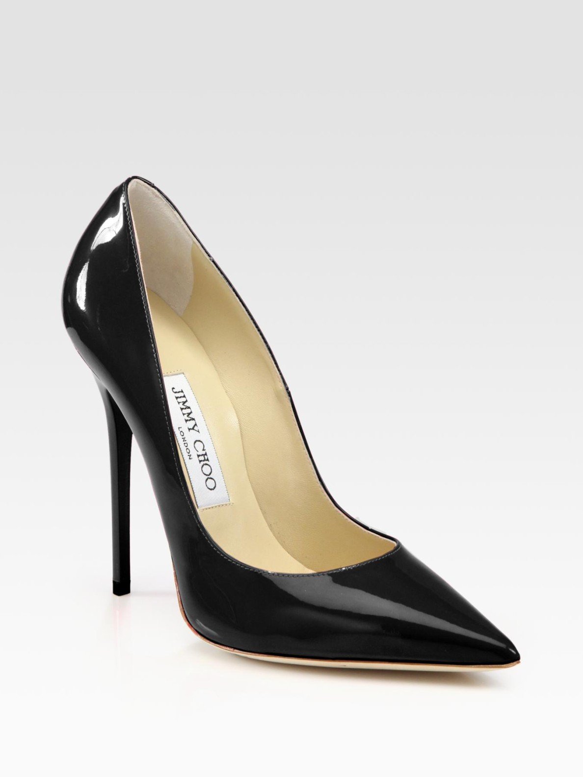 Jimmy choo Anouk Patent Leather Point Toe Pumps in Black | Lyst