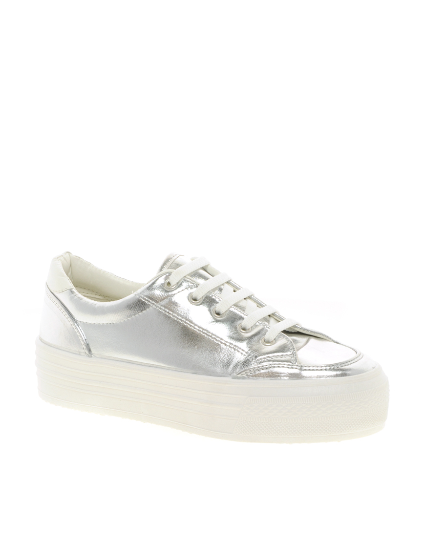 Lyst - Asos Asos Dino Flatform Sneakers in Metallic