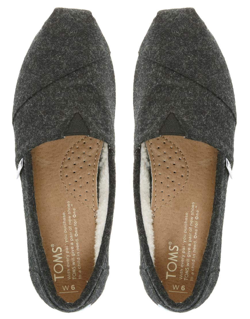 Lyst Toms Seasonal Classic Black Woollen Flat Shoes in Black