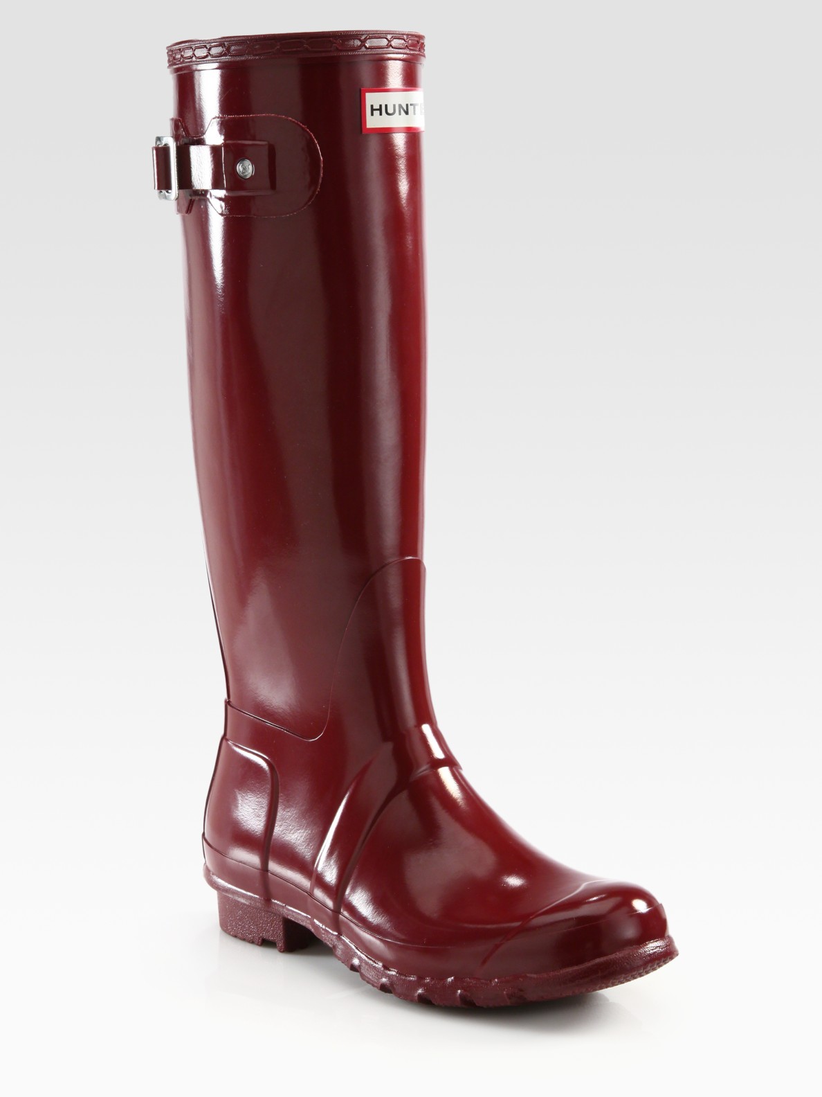 hunter rain boots red gloss
