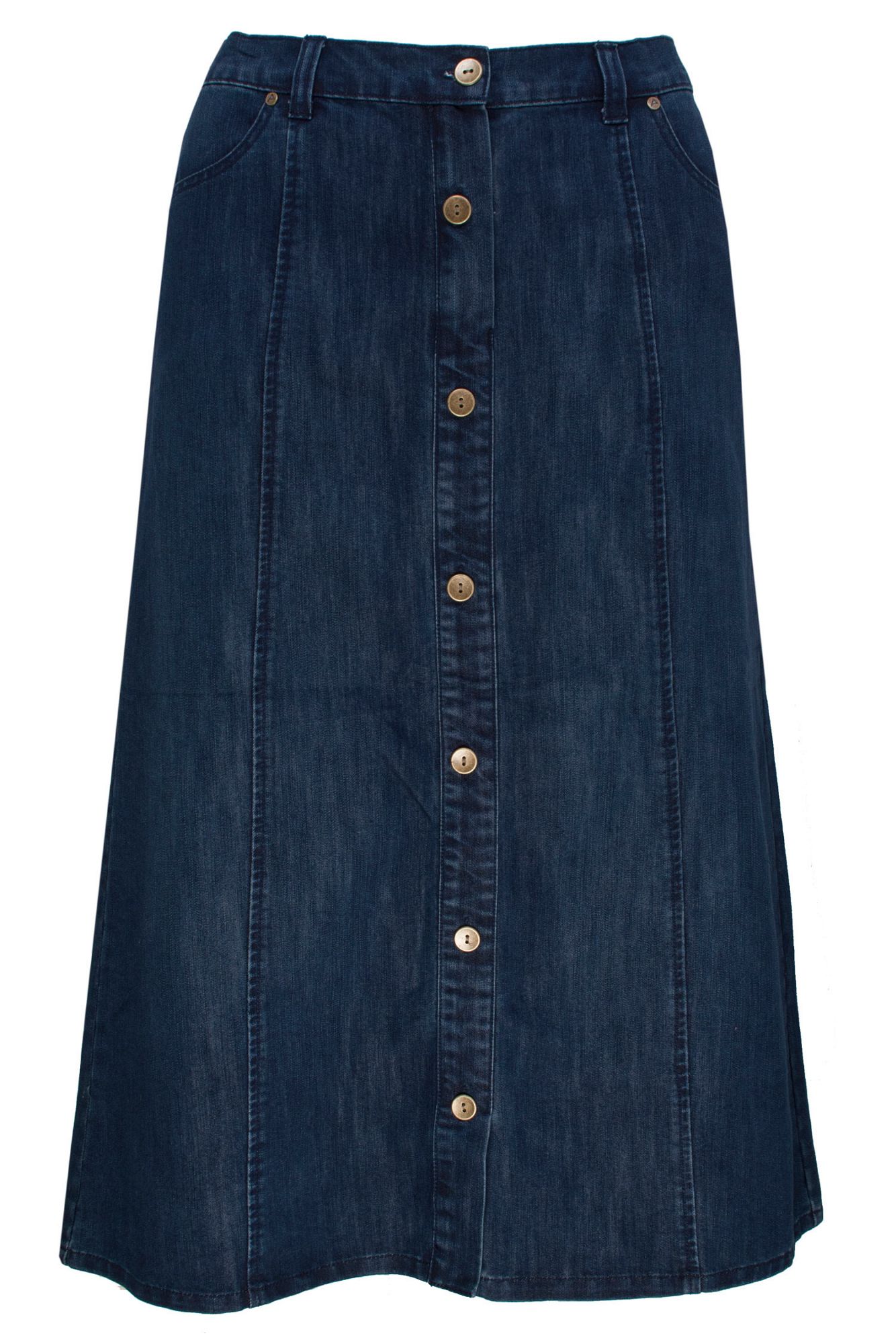 Ann Harvey Button Jean Skirt in Blue (denim) | Lyst