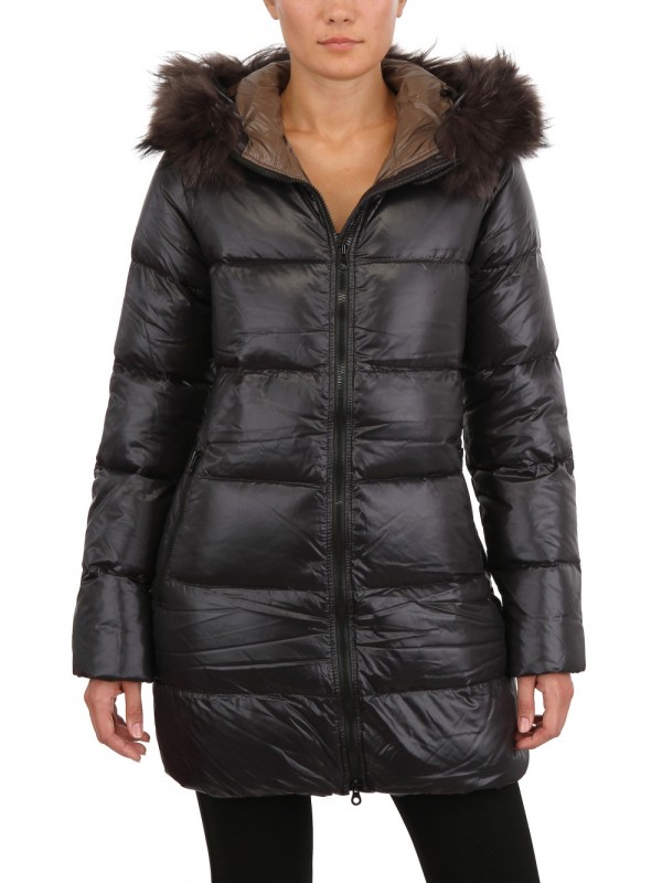 Lyst - Duvetica Kappa Fur Hooded Shiny Nylon Down Jacket in Black