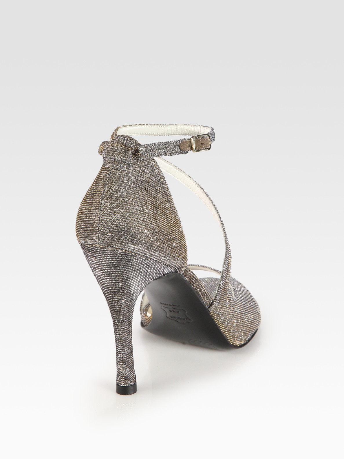 Lyst - Stuart Weitzman Vixen Glitter Mesh Strappy Sandals in Metallic