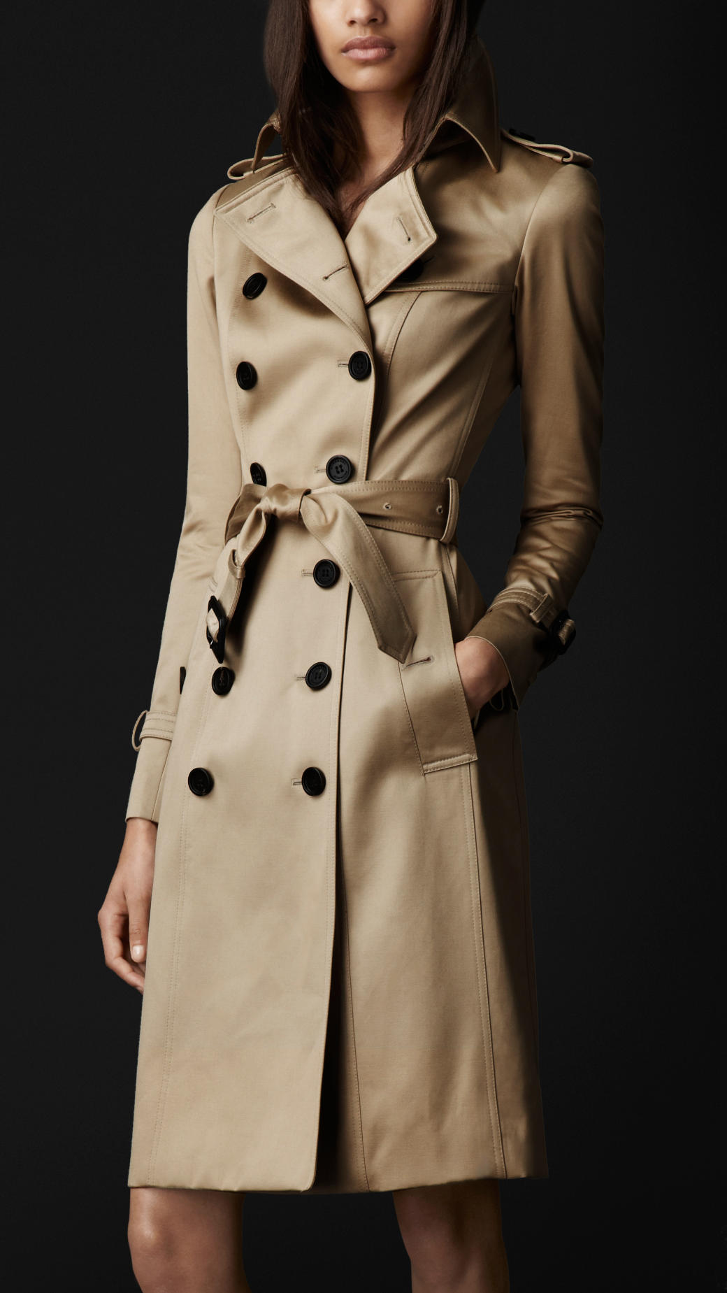 Burberry Prorsum Long Cotton Sateen Trench Coat in Natural Lyst