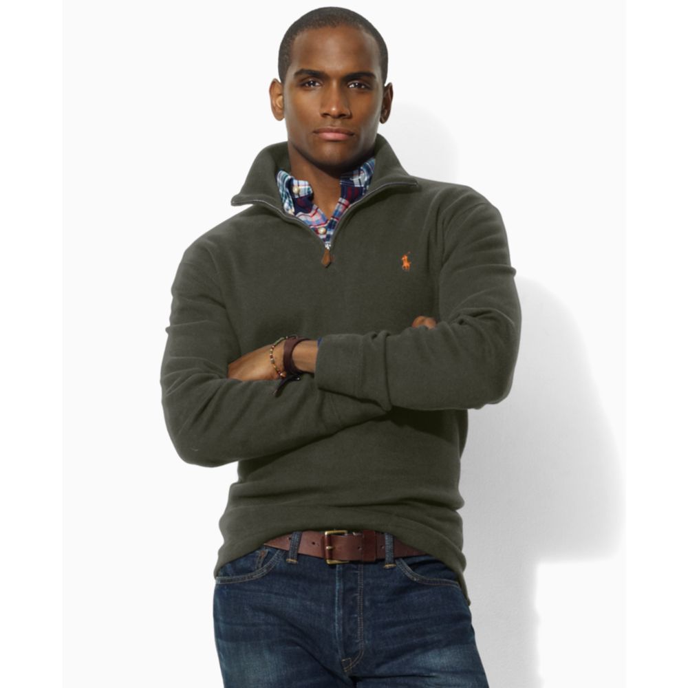 Lyst - Ralph Lauren Polo Fleece Half Zip Sweater in Green for Men