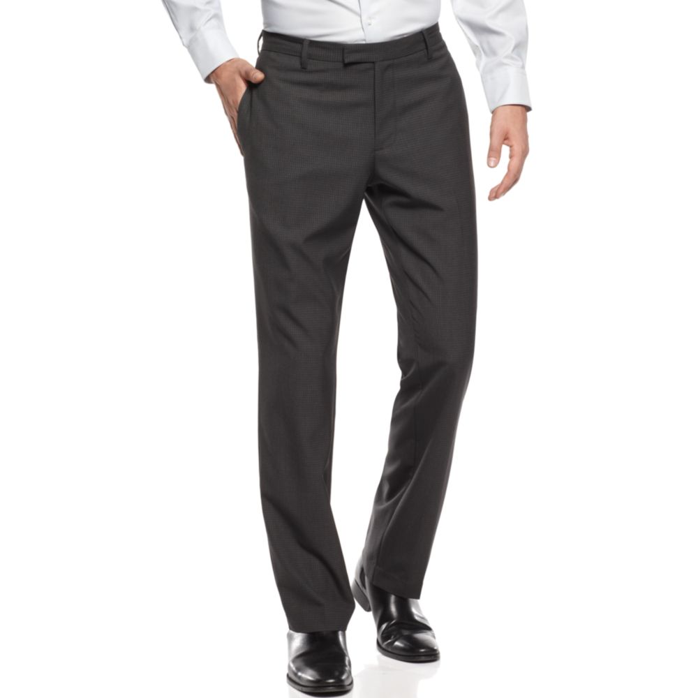Kenneth Cole Check Pattern Dress Pants in Black for Men | Lyst