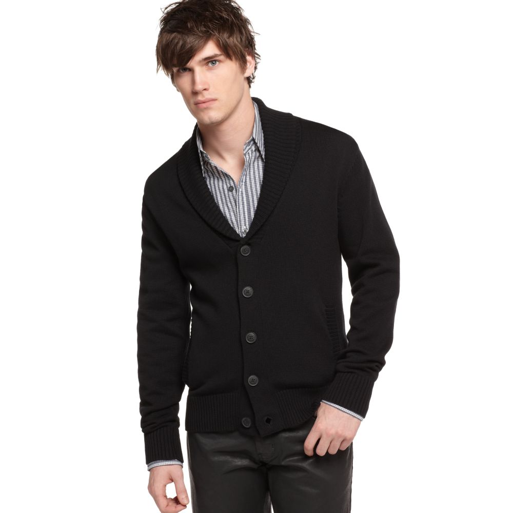 Kenneth cole reaction Long Sleeve Shawl Cardigan in Black for Men | Lyst