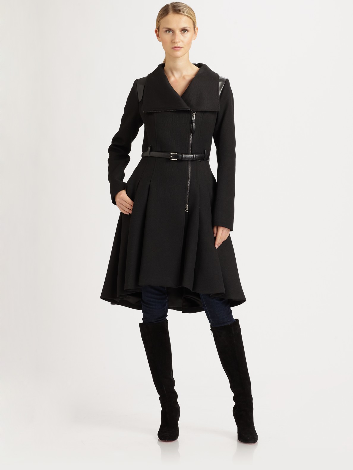 Mackage Belted Coat in Black | Lyst