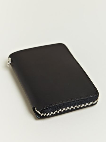 Yohji Yamamoto Thick Leather Zip Wallet in Black for Men | Lyst