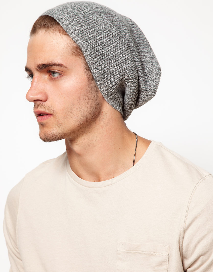 Lyst Asos Asos Lightweight Oversized Knitted Beanie in Gray for Men